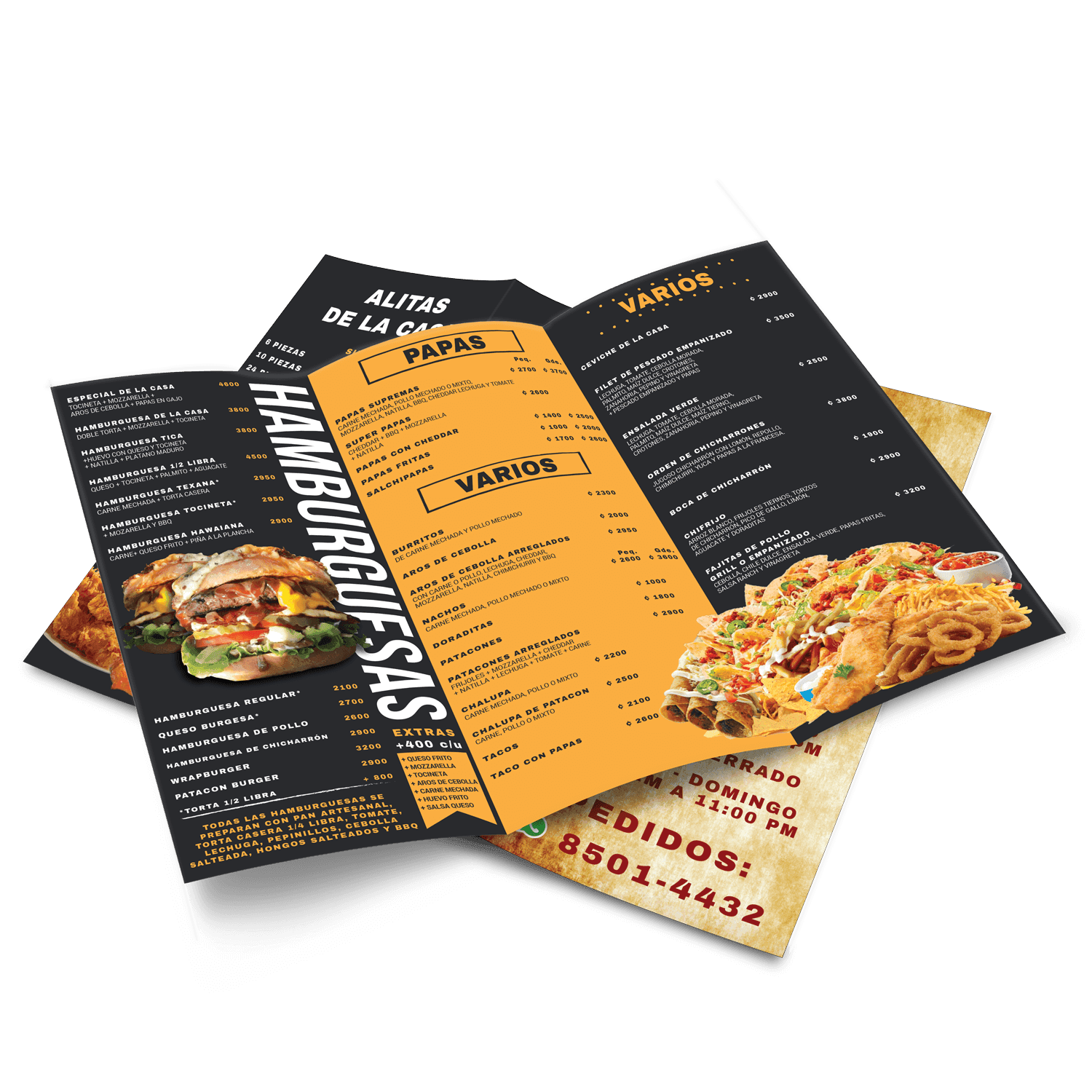 Menús impresos para restaurantes, cafeterías y locales gastronómicos