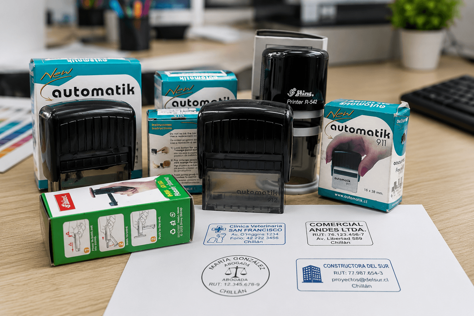 Timbres personalizados de caucho y automáticos para empresas y profesionales